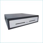 VPOS Cash Drawer EC410 5 Note 8 Coin 24V Black Stainless Steel Front